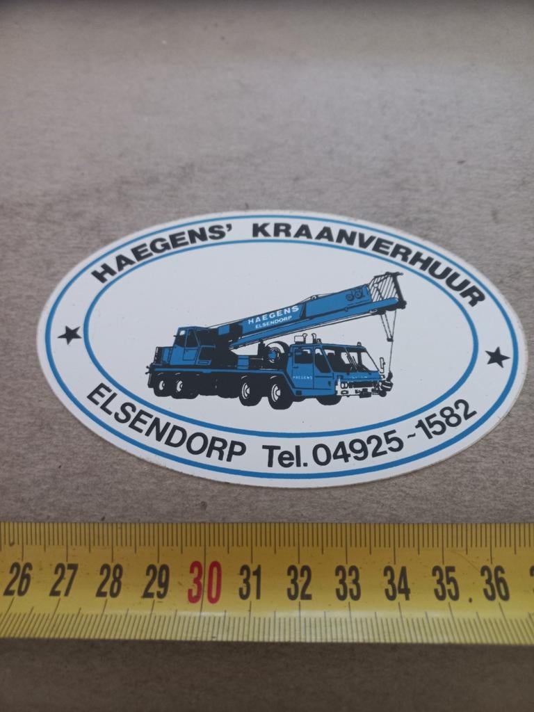 Hangende kraanverhuur  3, Verzamelen, Stickers, Ophalen of Verzenden, Zo goed als nieuw