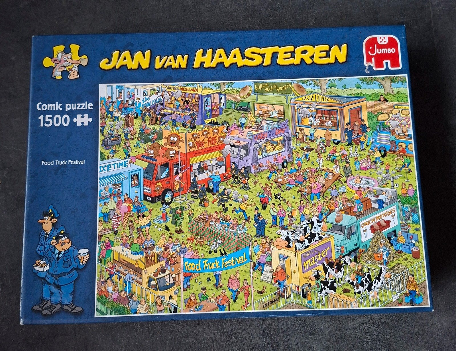 Jan van Haasteren Foodtruck Festival 1500 stukjes, Ophalen of Verzenden, 500 t/m 1500 stukjes, Gebruikt, Legpuzzel