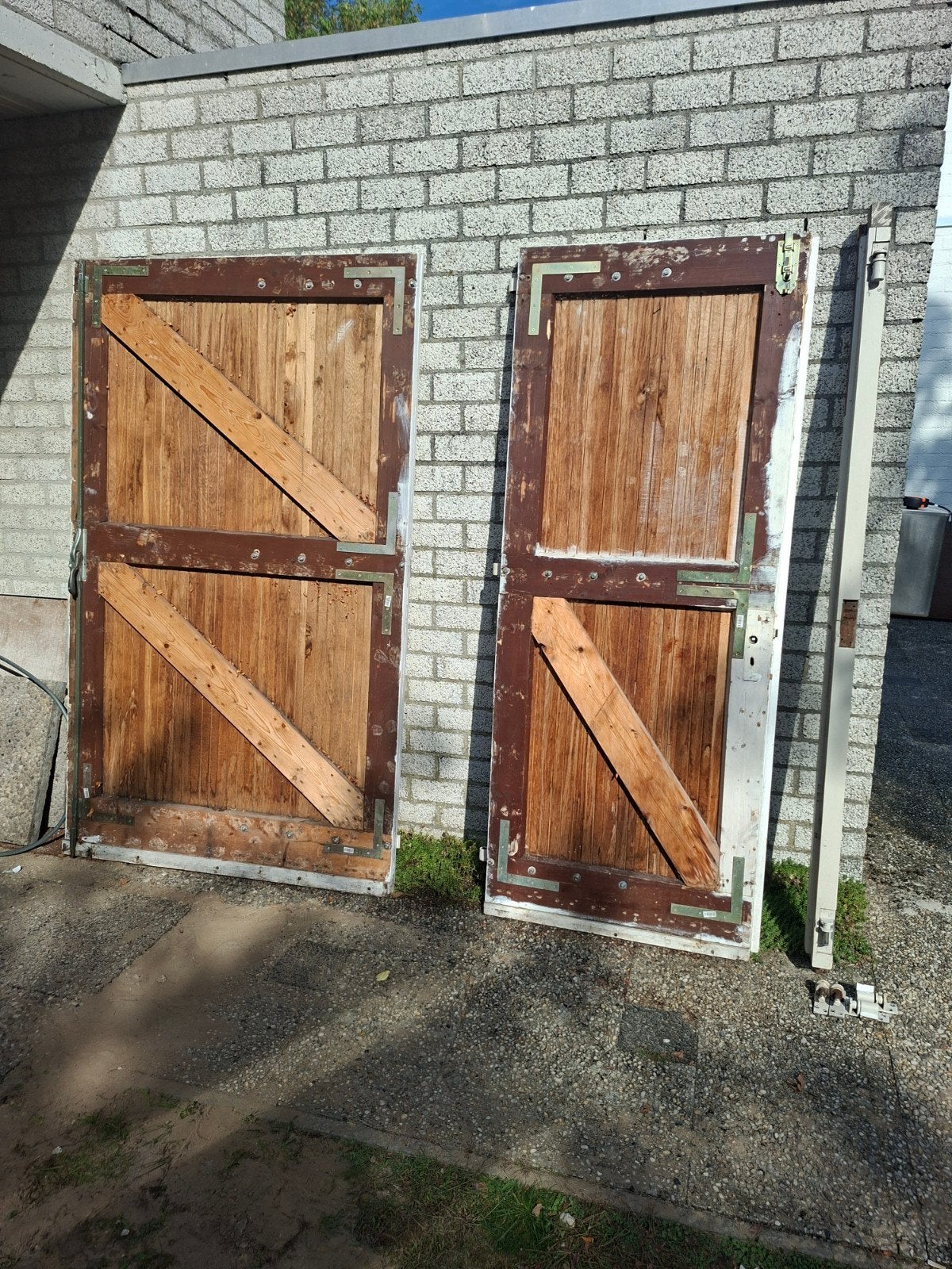 Set van 2 houten garagedeuren, Ophalen, Gebruikt, 80 tot 100 cm, Garagedeur