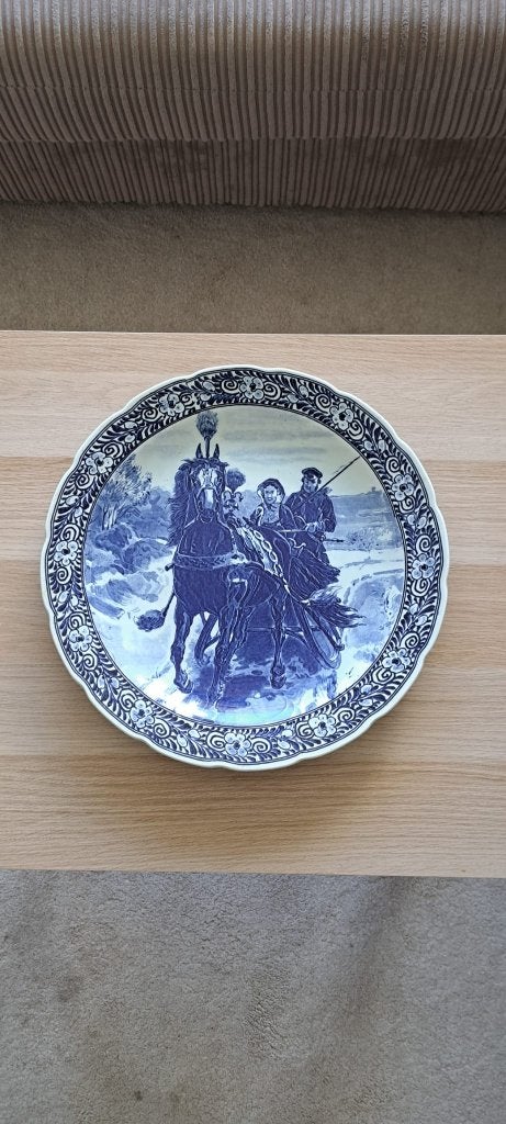 Verzameling porselein Wandbord Delfts blauw paard en wagen, Antiek en Kunst, Ophalen
