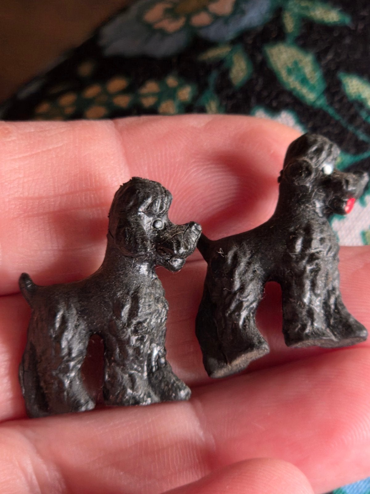 Vintage Rubber Poppenhuis Miniatuur Poedels (2 stuks), Ophalen of Verzenden, Gebruikt