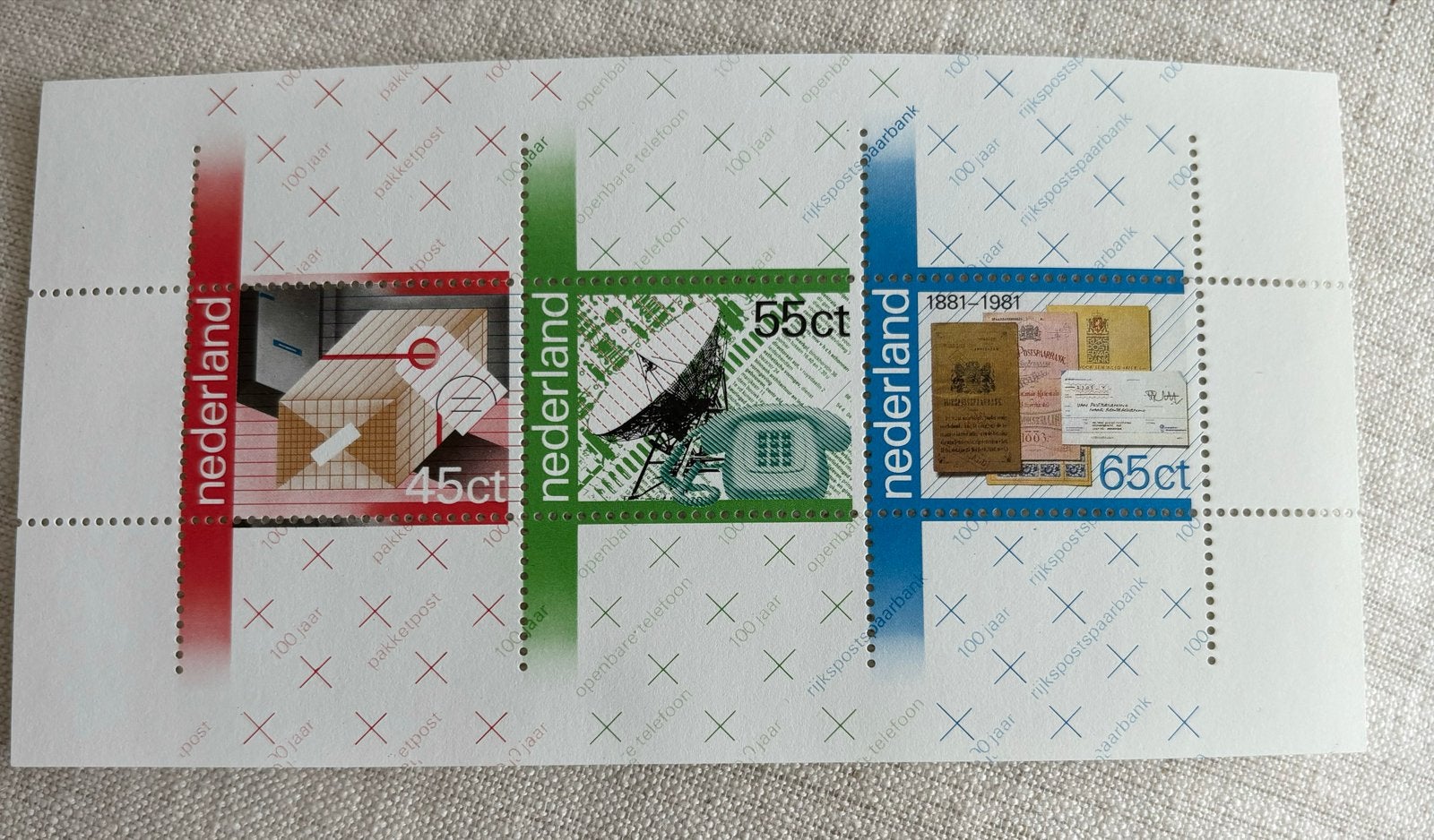 Nederland Postzegelvel 100 Jaar PTT Diensten 1981, Ophalen of Verzenden, Na 1940, Postfris