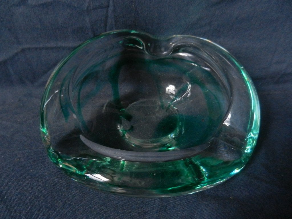 Glazen / kristallen bak asbak met groen Maastricht b. 13,9, Ophalen of Verzenden