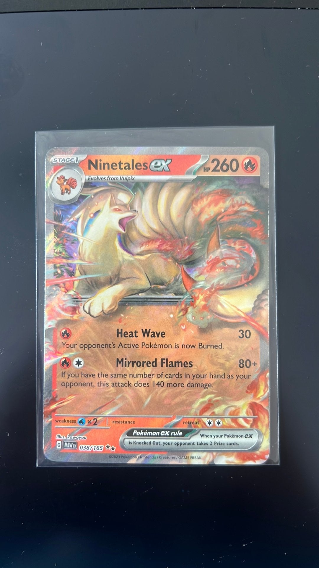 Ninetales EX 038/165 Scarlet & Violet 151, Ophalen of Verzenden, Zo goed als nieuw, Losse kaart, Foil