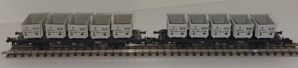 2 containerwagens "von Haus zu Haus", Hobby en Vrije tijd, Modeltreinen | N-Spoor, Gebruikt, Gelijkstroom, Fleischmann, Wagon