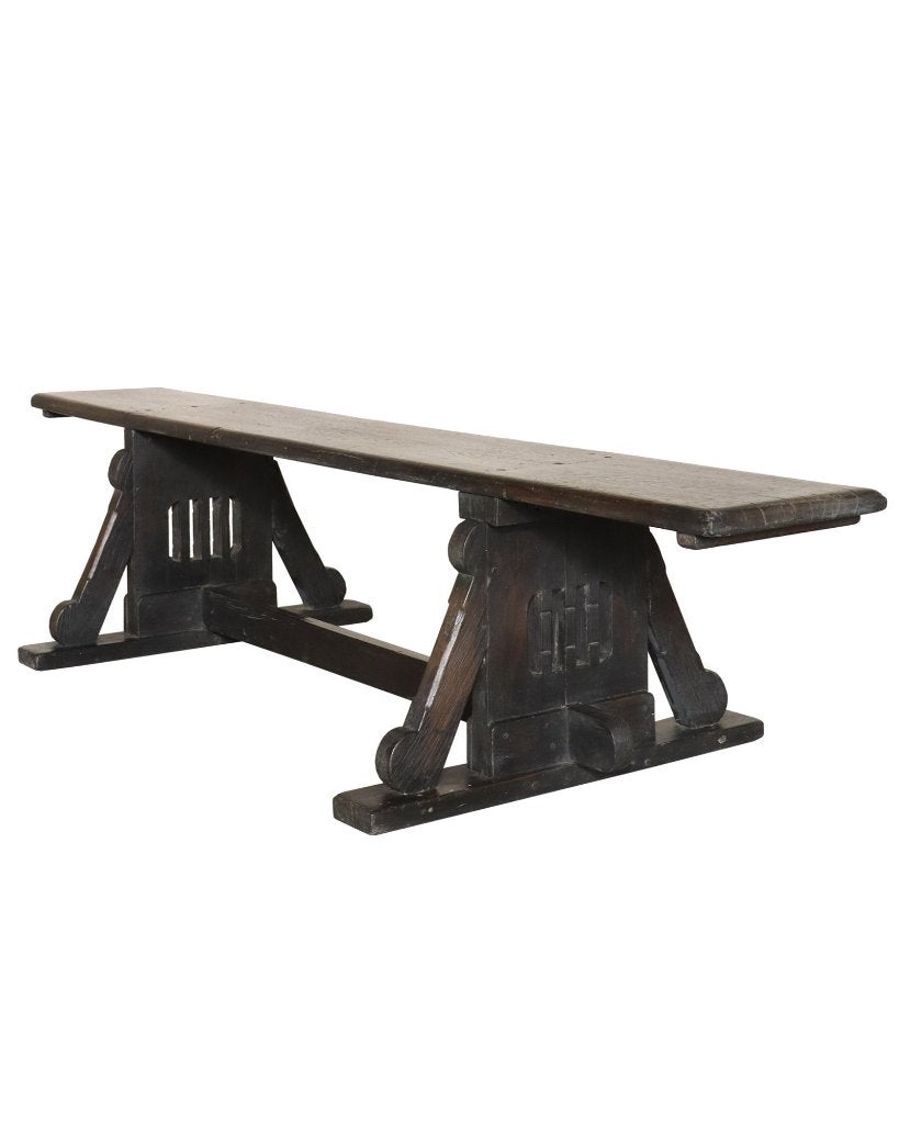 Antieke teakhouten bank met donkere patina, Ophalen of Verzenden, Zo goed als nieuw, Hout