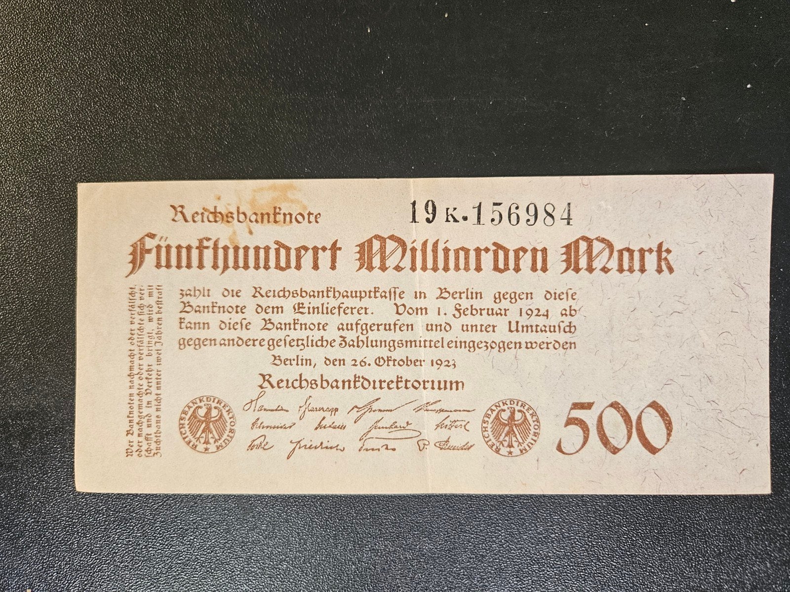 Duitsland pick 127b 1923  vlekje, Postzegels en Munten, Bankbiljetten | Europa | Niet-Eurobiljetten, Ophalen of Verzenden, Duitsland