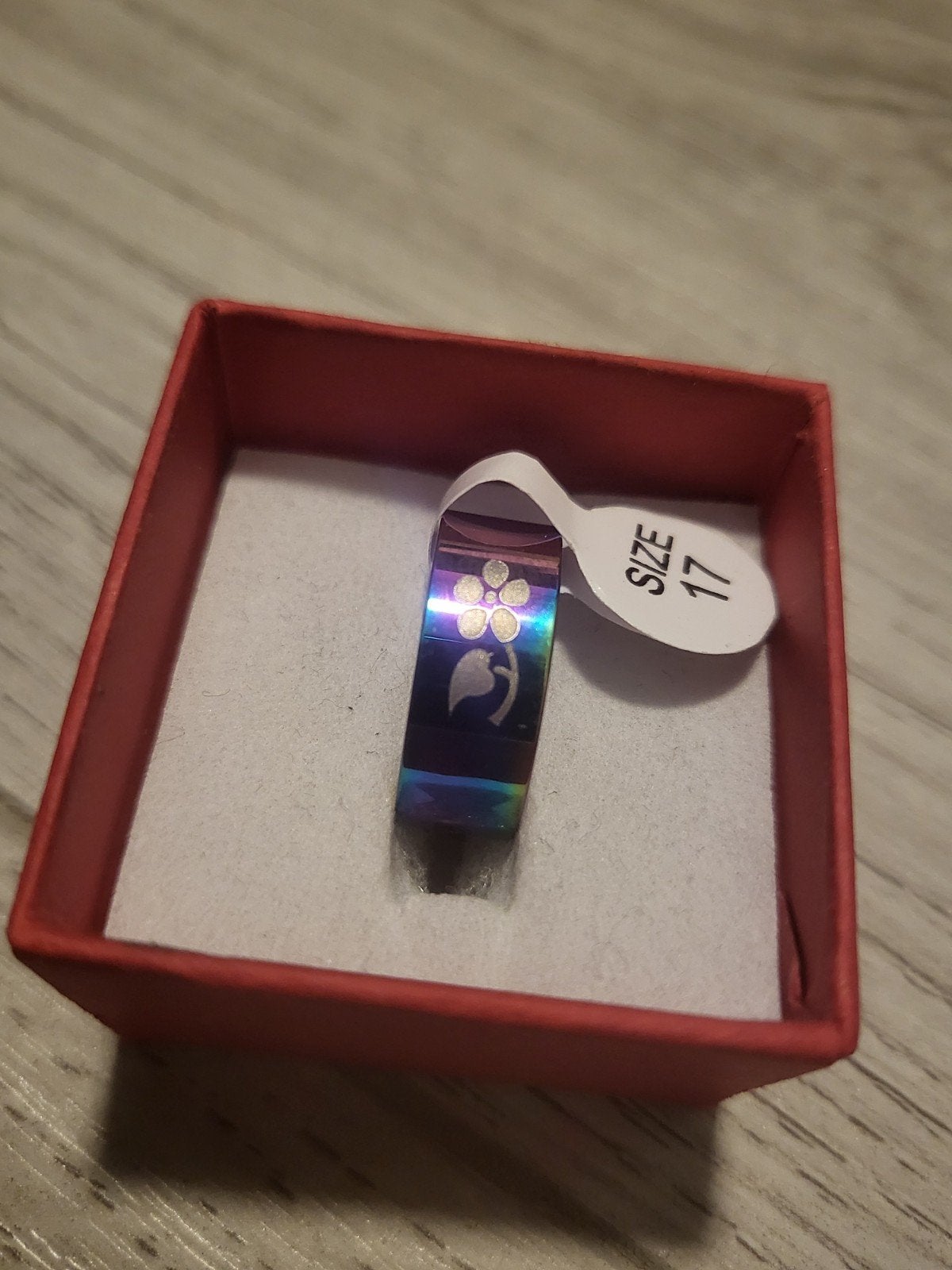 Nieuwe Regenboog Ring Maat 17 met Bloemen Design, Overige kleuren, IJzer of Staal, Nieuw, Ophalen of Verzenden