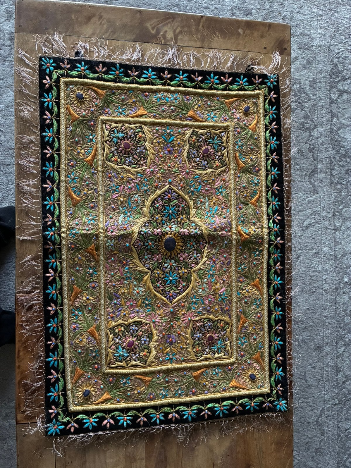 Prachtig handgeweven zardozi wandkleed, Ophalen of Verzenden