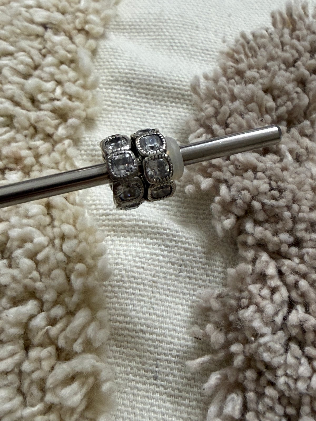 2 Pandora bedel spacers steentjes rond zilver, Ophalen of Verzenden, Zo goed als nieuw, Zilver, Pandora