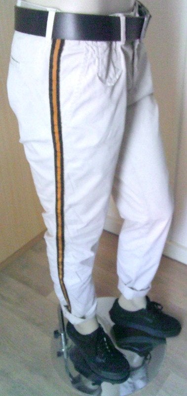 Penn en Ink beige broek met sportieve zijstreep 38, Maat 38/40 (M), Penn & Ink, Nieuw, Lang