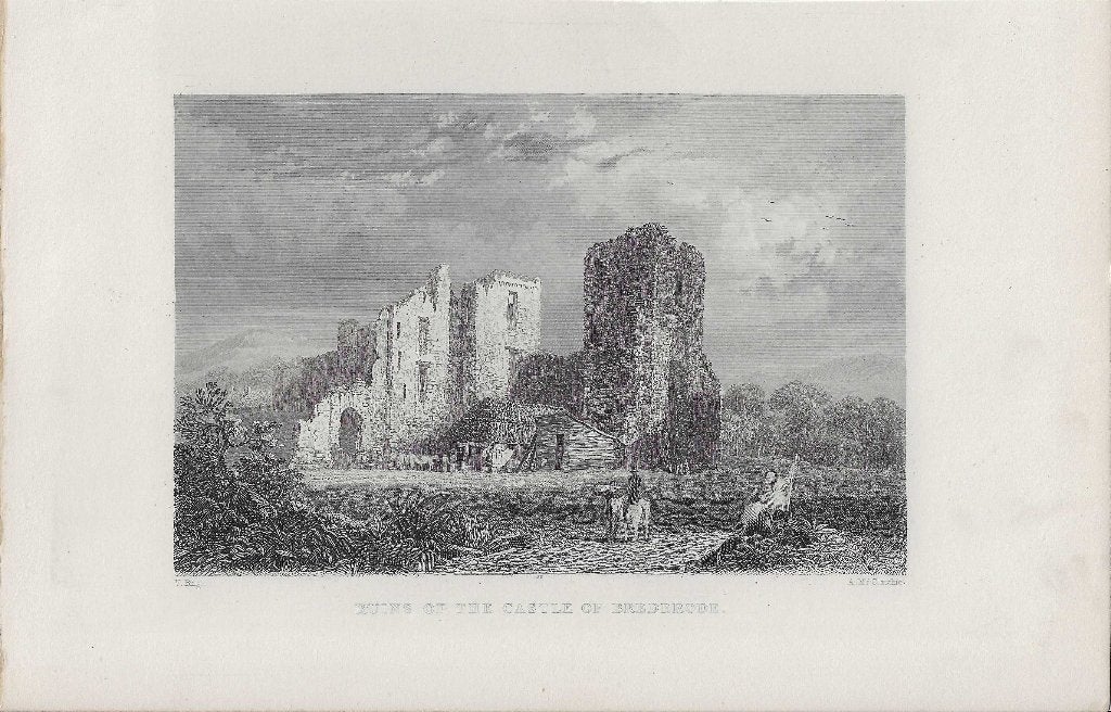 Ruins of the Castle of Brederode Staalgravure 1844 Kasteel, Antiek en Kunst, 1800 - 1899, Architectuur, Ophalen of Verzenden, Blanco verso