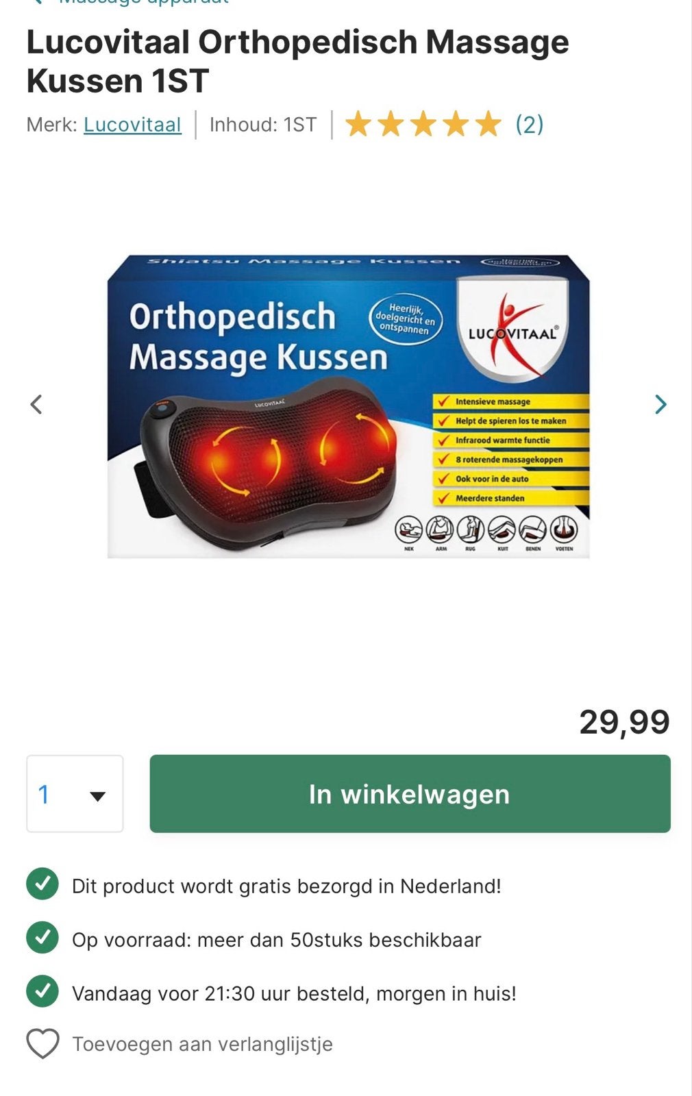Lucovitaal Orthopedisch Massage Kussen - Nieuw, Ophalen of Verzenden, Nieuw, Massagestoel of Kussen