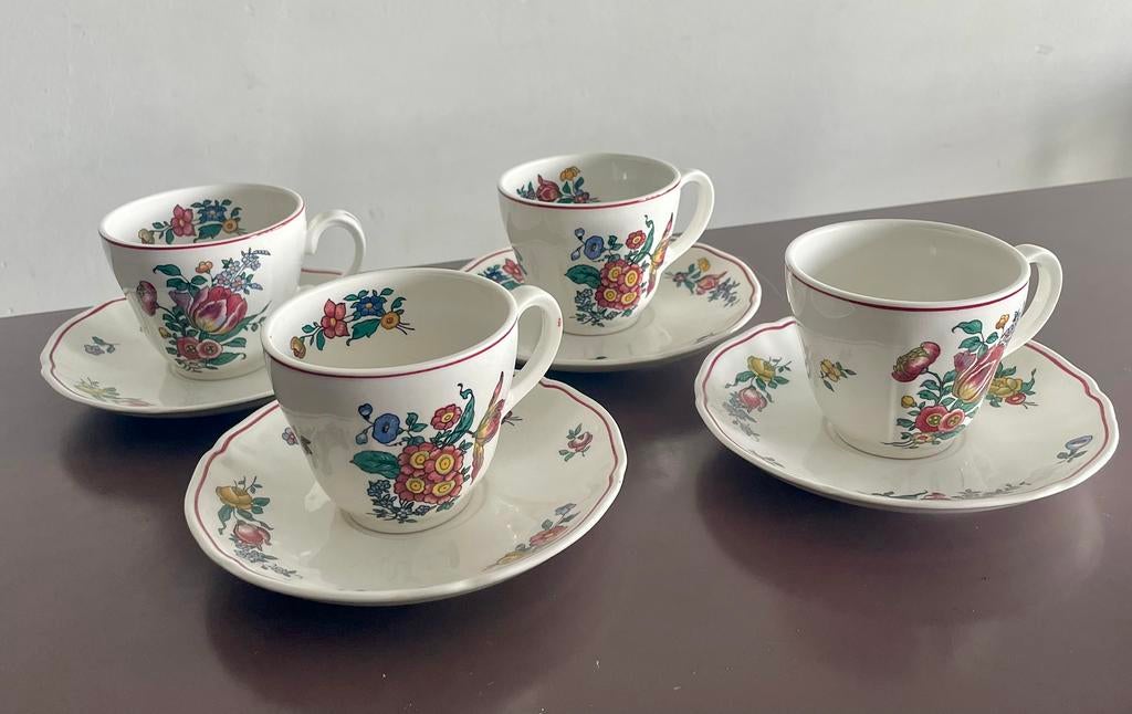 villeroy and boch, alsace, 4* koffiekop met schotel, Ophalen of Verzenden