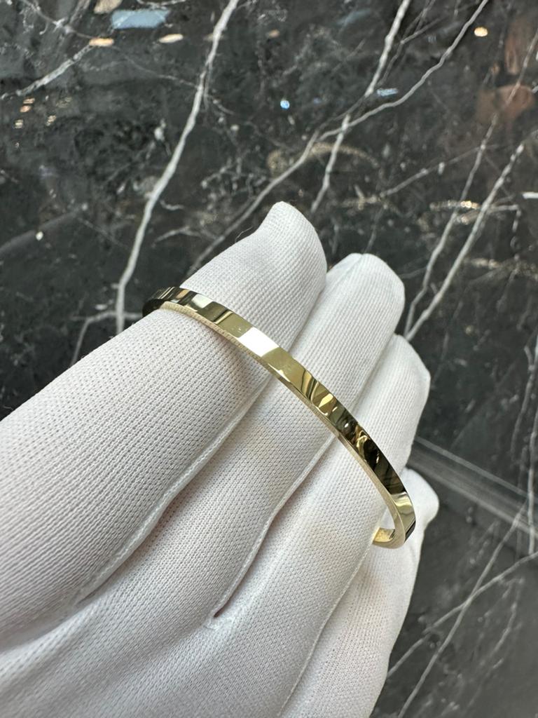 Elegante 14k Gouden Vierkante Slavenarmband, Ophalen of Verzenden, Nieuw, Goud