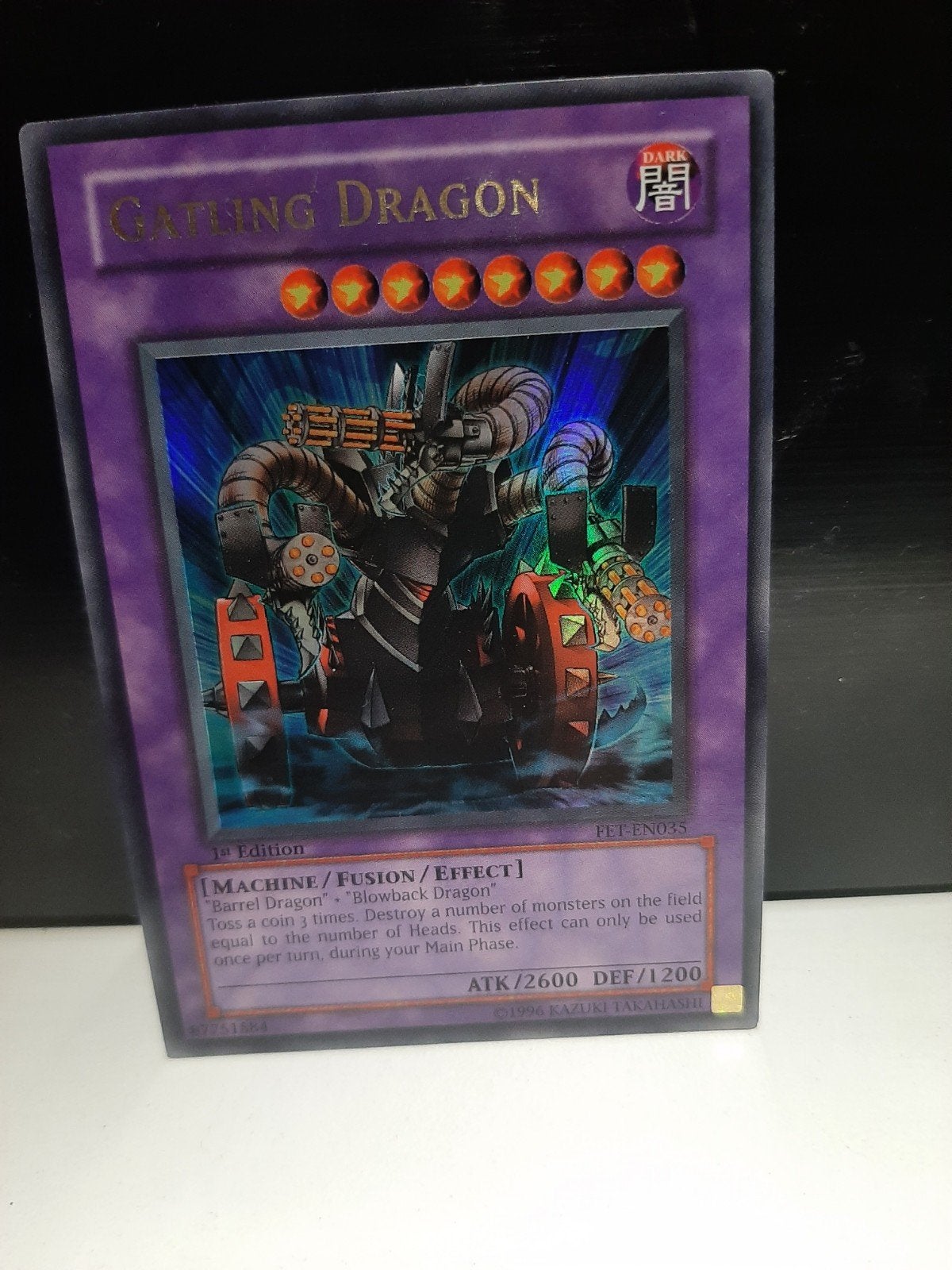 Yu-Gi-Oh! Gatling Dragon 1st Edition Foil Kaart, Ophalen of Verzenden, Zo goed als nieuw, Losse kaart, Foil