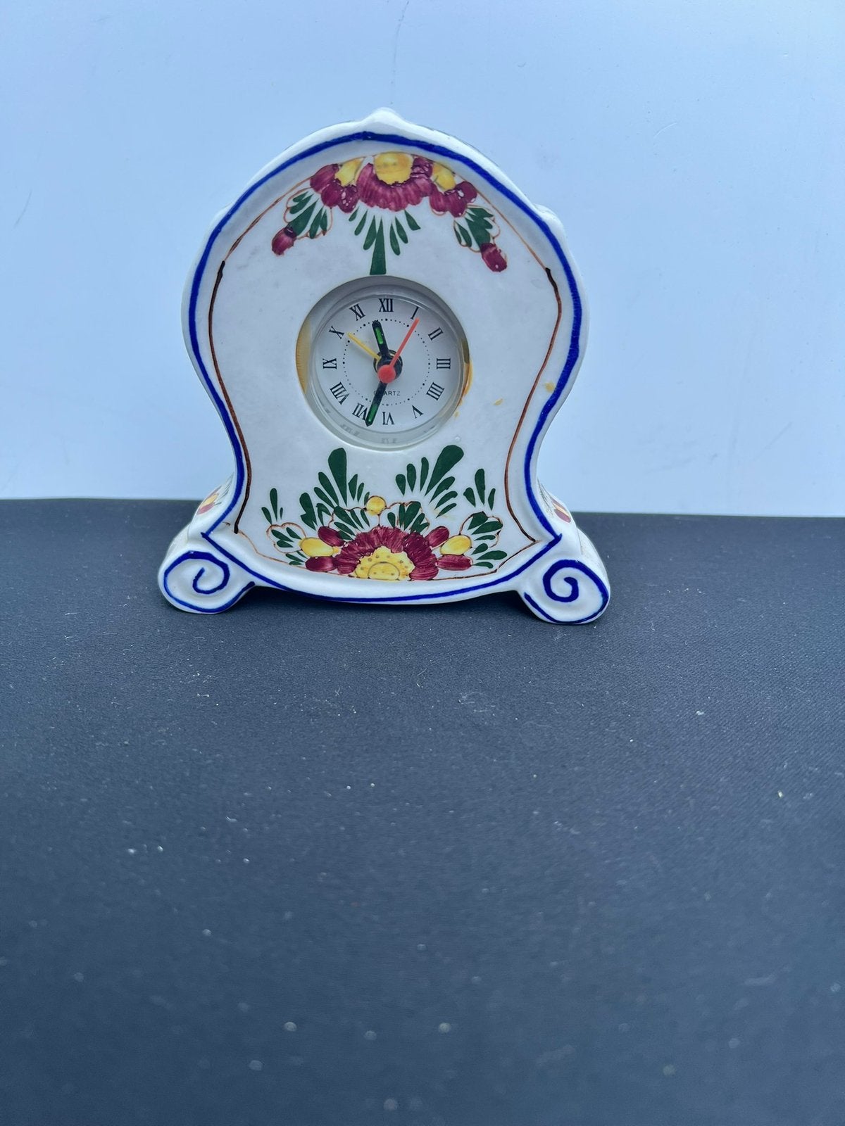 Te Koop Vintage Delfts Blauw Klein Schouwklokje, Ophalen of Verzenden