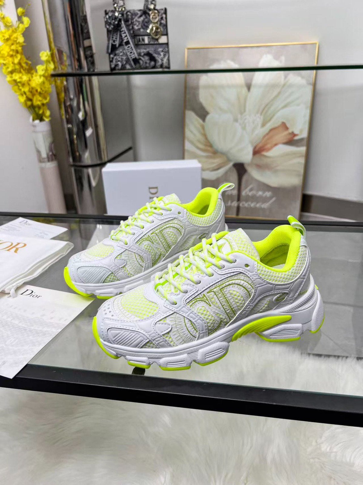 Miss Dior Chrono Mesh Lime Green Low Top Sneakers, Verzenden, Nieuw, Schoenen