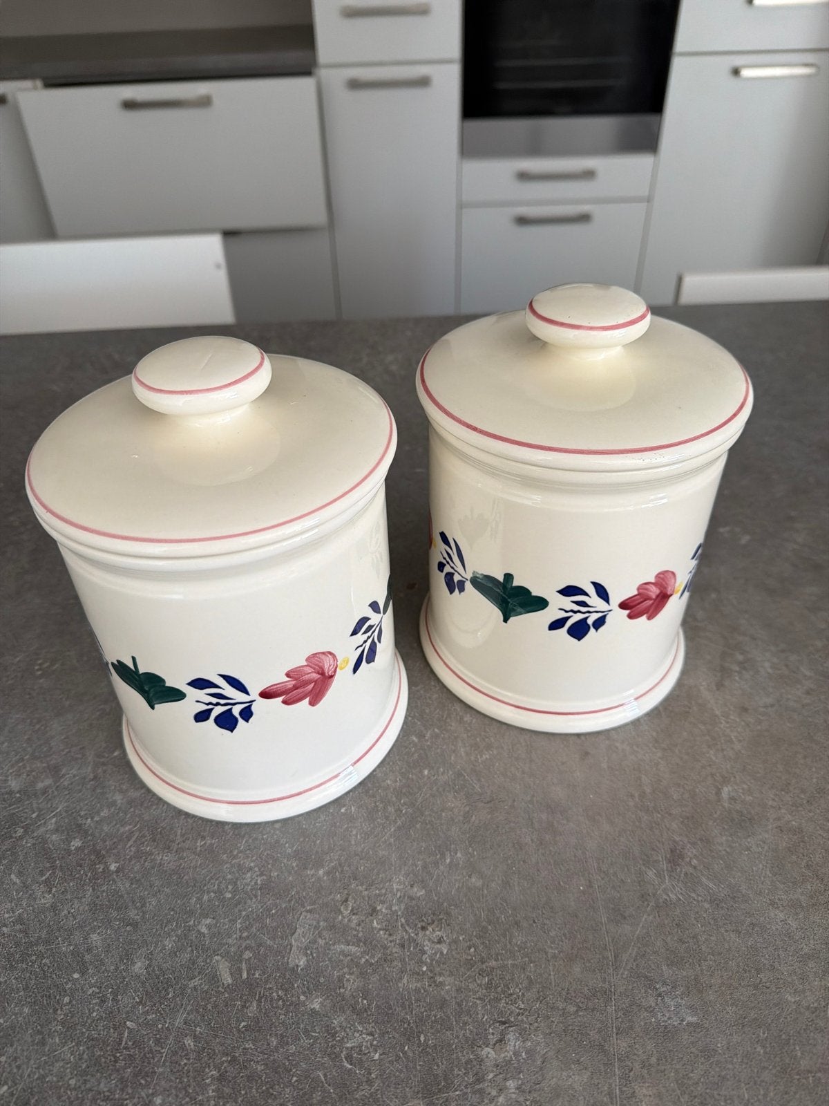 Boerenbont Set van 2 voorraadpotten., Zo goed als nieuw, Voorraadpot, Steen/keramiek, Ophalen