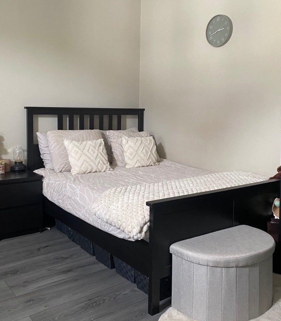 Tweepersoonsbed 140cm incl lattenbodems, Ophalen, Gebruikt, Zwart, Tweepersoons