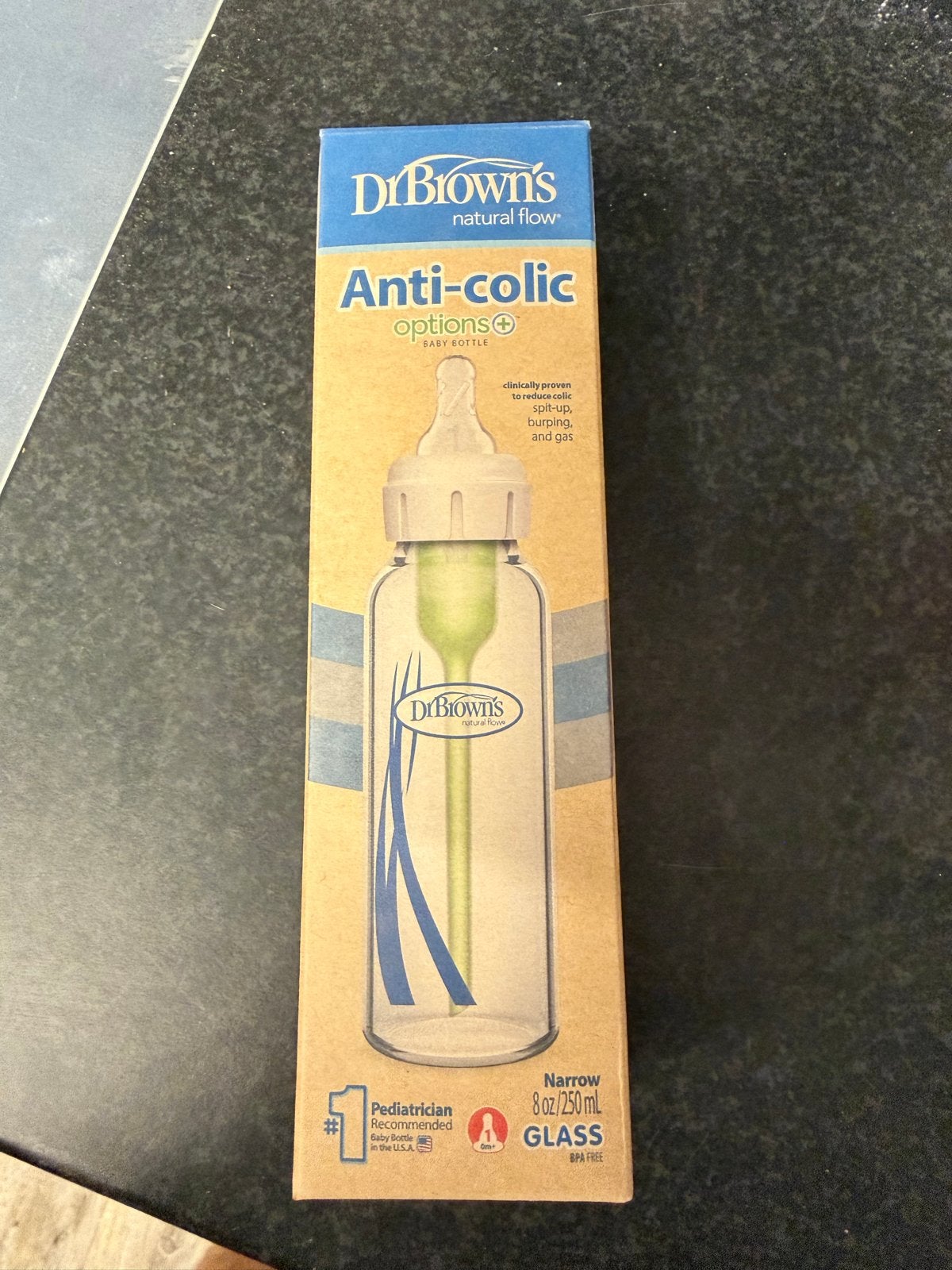 Dr. Brown's Anti-Colic Options+ Glazen Babyfles 250ml, Verzenden, Babyfles, BPA-vrij, Nieuw