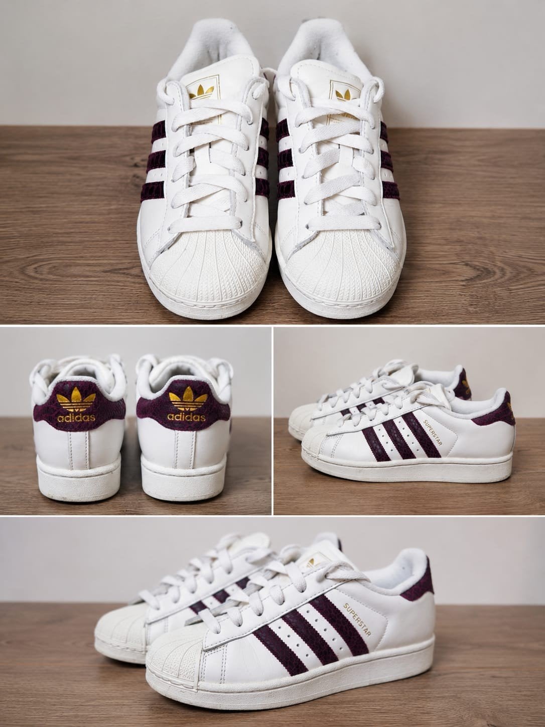 Original Adidas sneakers wit met bordeaux slangenprint, Kleding | Dames, Schoenen, Zo goed als nieuw, Sneakers of Gympen, Wit