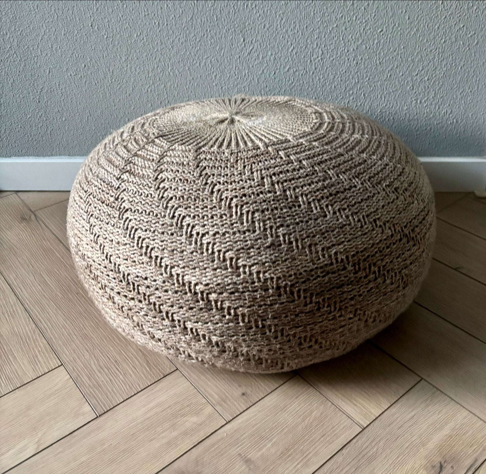 IKEA Sandared Poef - Beige, Zo goed als nieuw, Ophalen, Rond, Minder dan 50 cm, Zo goed als nieuw