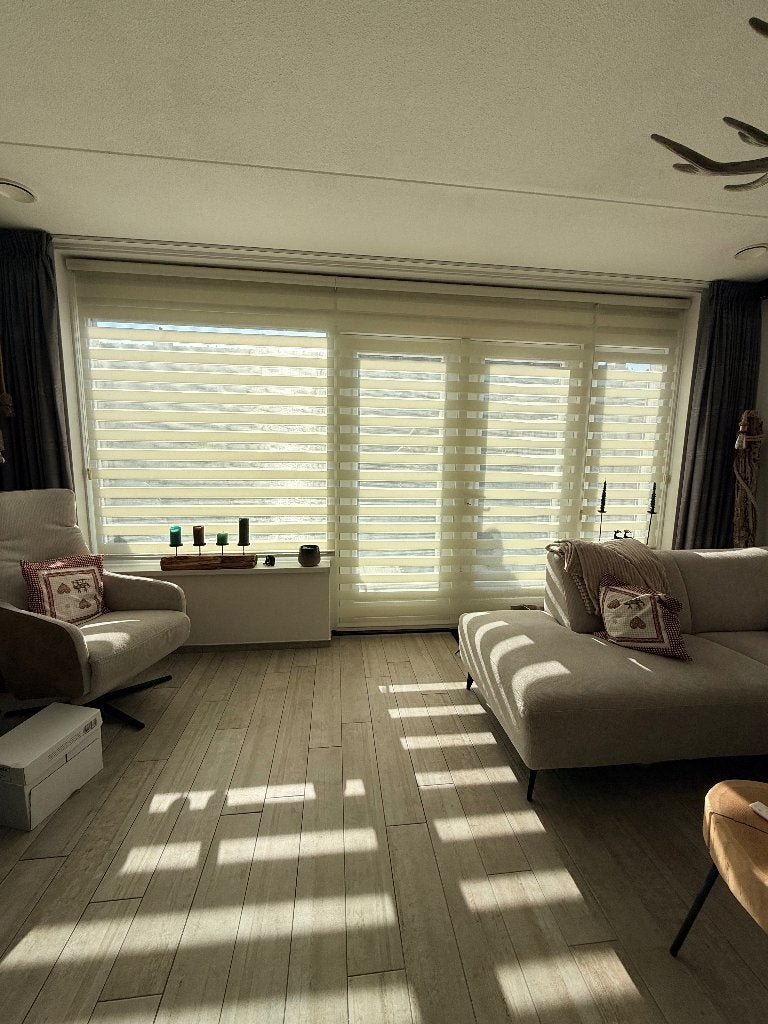 Luxe Multisol Cassette Duo Rolgordijnen  – Crème/Zandkleur, Ophalen, Zo goed als nieuw, Crème