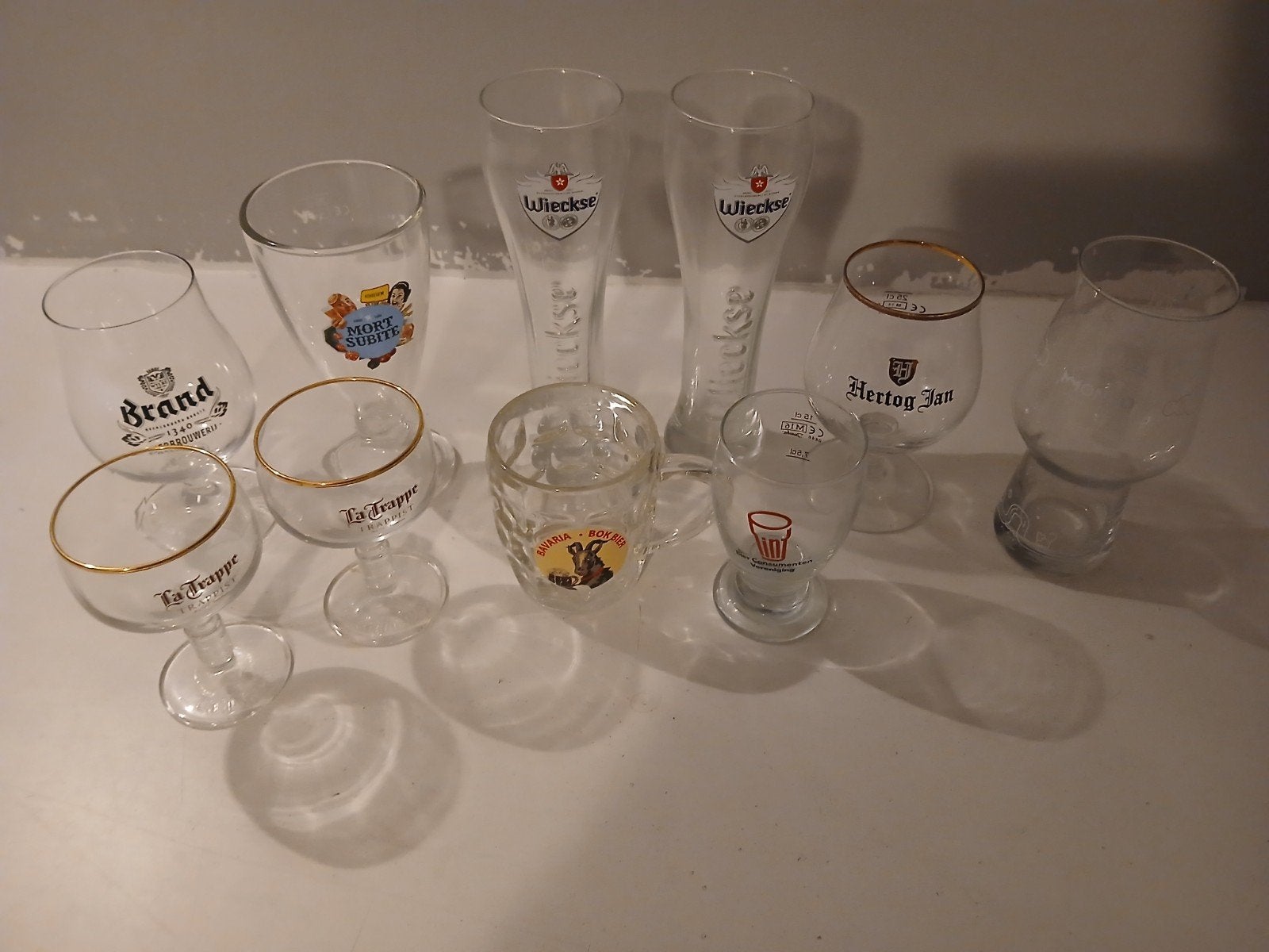 Diverse collectie bierglazen (10 stuks), Verzamelen, Ophalen of Verzenden, Zo goed als nieuw, Bierglas