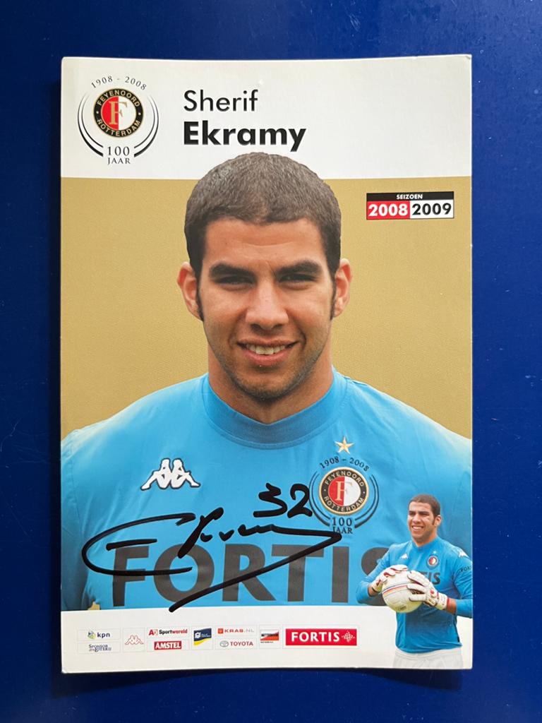 Feyenoord spelerskaart Ekramy  met handtekening, Ophalen of Verzenden, Zo goed als nieuw, Feyenoord, Spelerskaart