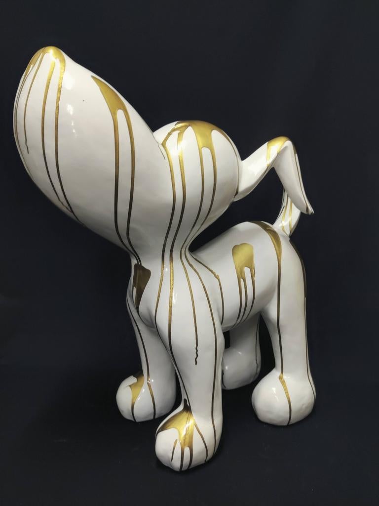 Snoopy hond wit met goud drip art. Snoopy Beagle, Ophalen of Verzenden, Nieuw, Dier