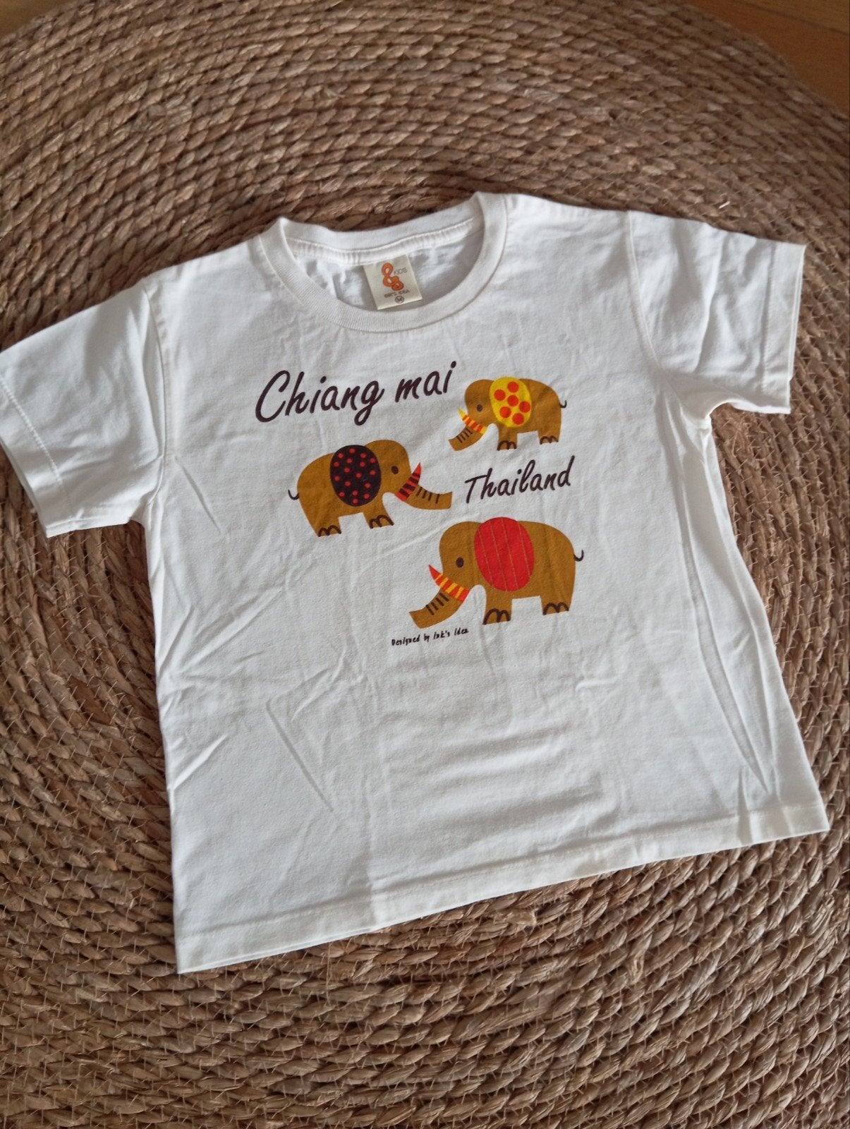 Wit T-shirt met kleurrijke olifantenprint - Chiang Mai, Kinderen en Baby's, Kinderkleding | Maat 104, Ophalen of Verzenden, Zo goed als nieuw