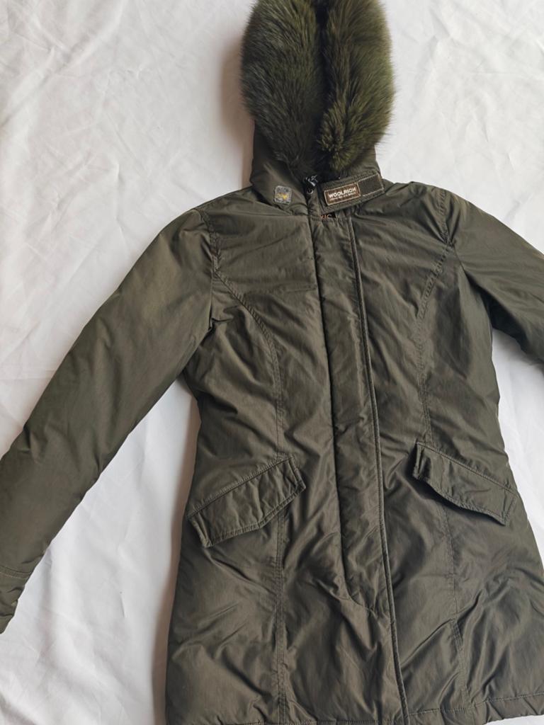 Mooie Woolrich jas XS, legergroen., Ophalen, Zo goed als nieuw, Maat 34 (XS) of kleiner, Groen