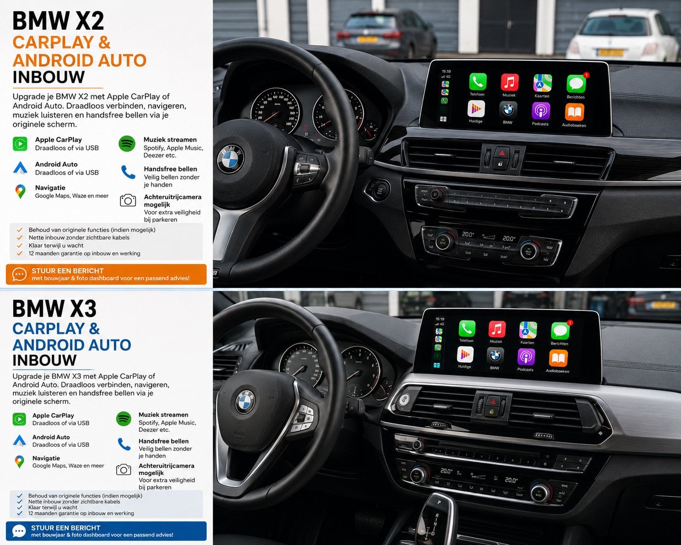 BMW X1/X2 CarPlay & Android Auto Inbouw, Ophalen, Nieuw