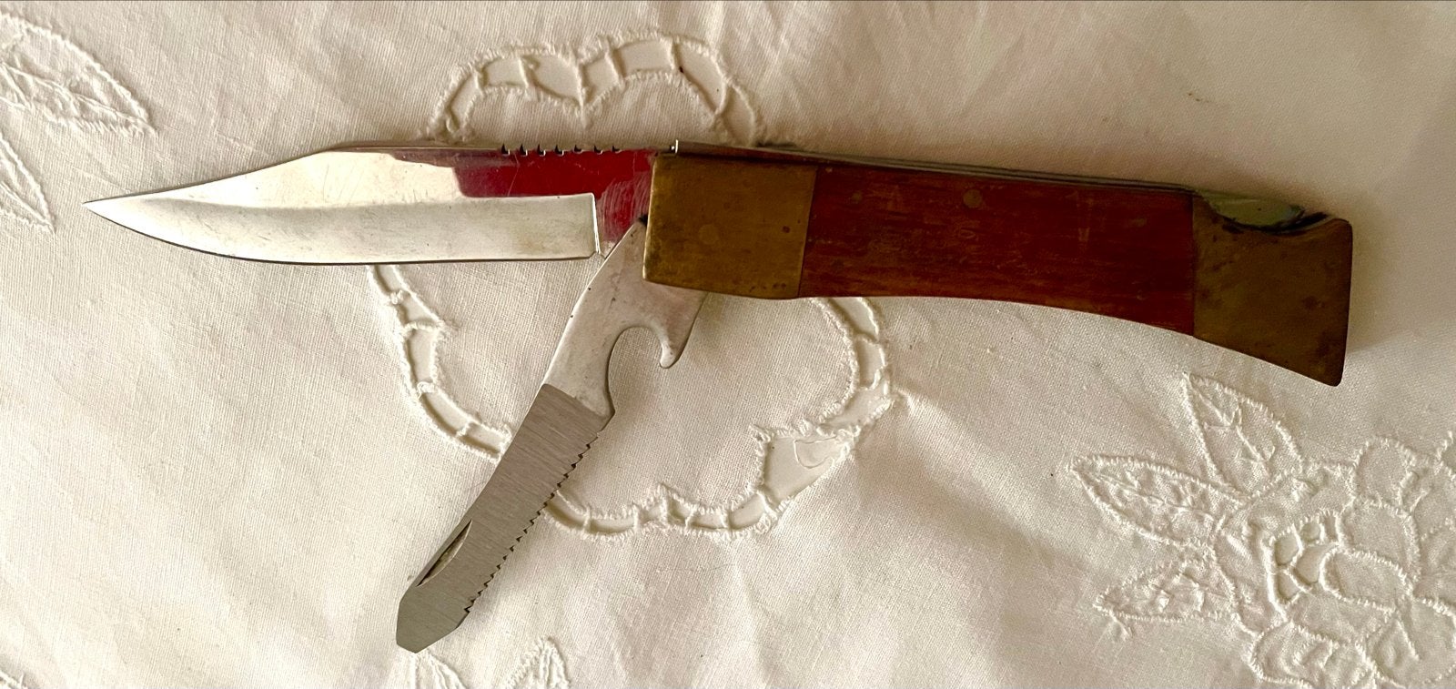 Vintage Zakmes met Houten Handvat en Flesopener, Ophalen of Verzenden