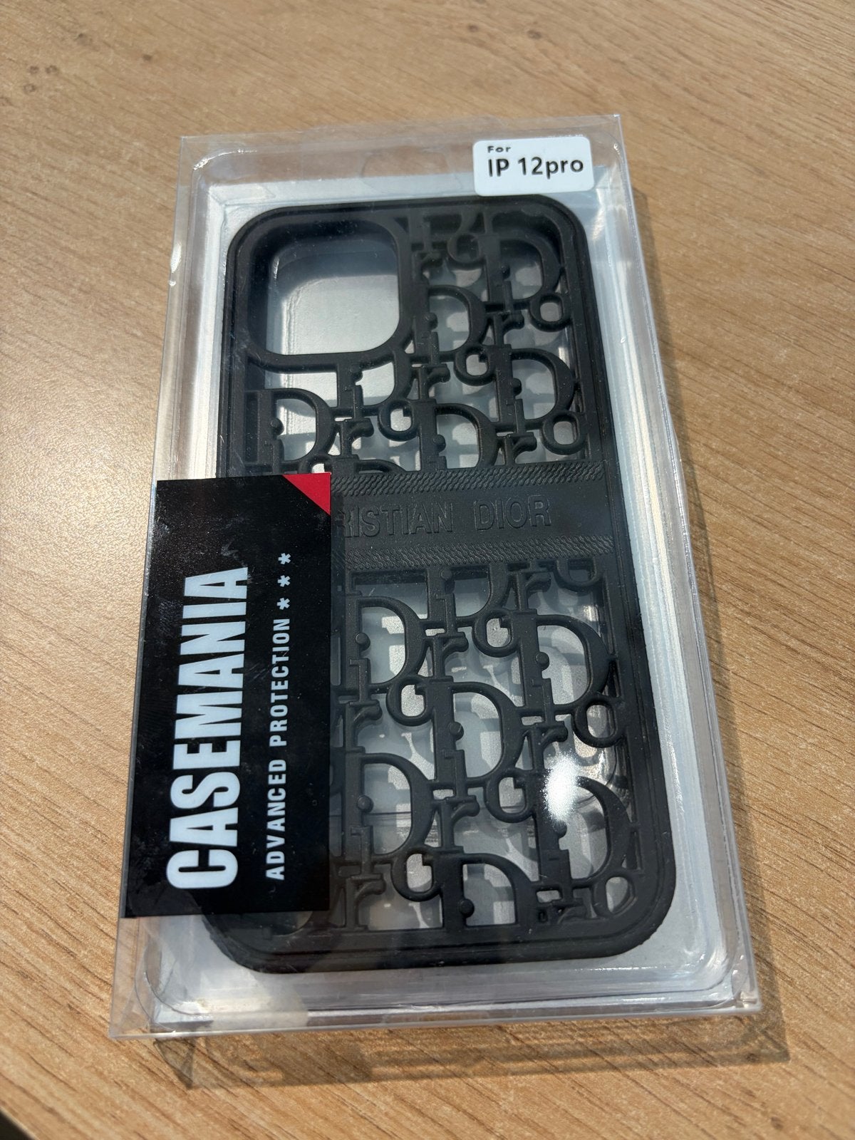 iPhone 12 Pro Hoesje - Zwart met Dior-achtig Patroon, Telecommunicatie, Kunststof, Zwart, Overige merken, Nieuw