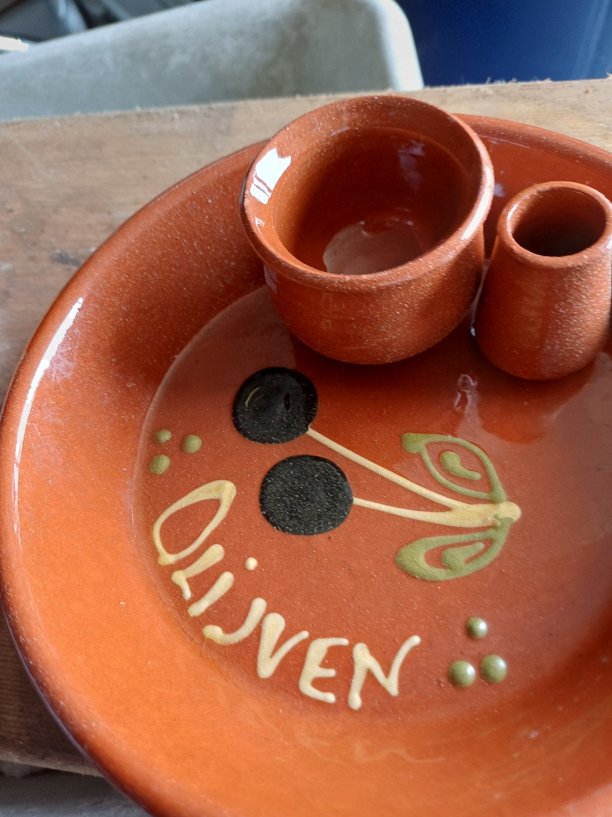 Set van 7 terracotta olijvenschaaltjes met dipschaaltjes, Ophalen of Verzenden
