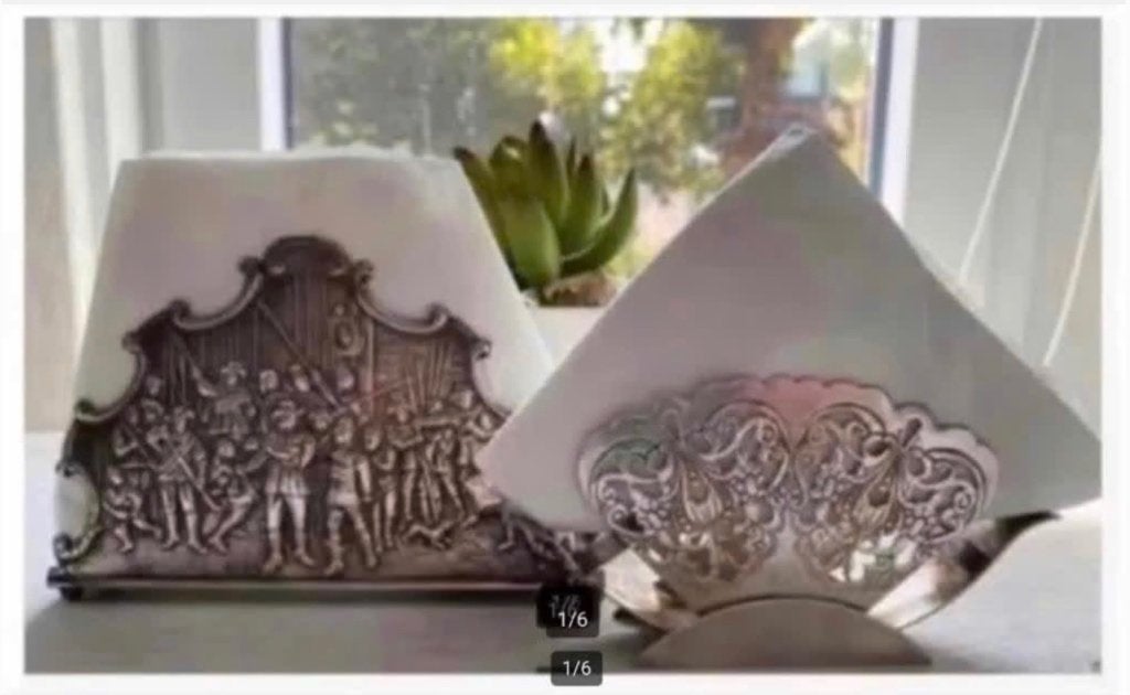 2 x vintage verzilverde servethouder, prijs per stuk, Antiek en Kunst, Ophalen of Verzenden