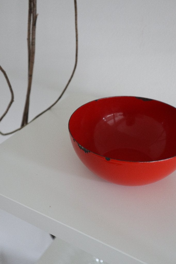 Vintage Finel Arabiä schaal rood / Kaj Franck retro century, Overige materialen, Gebruikt, Schaal, Rond