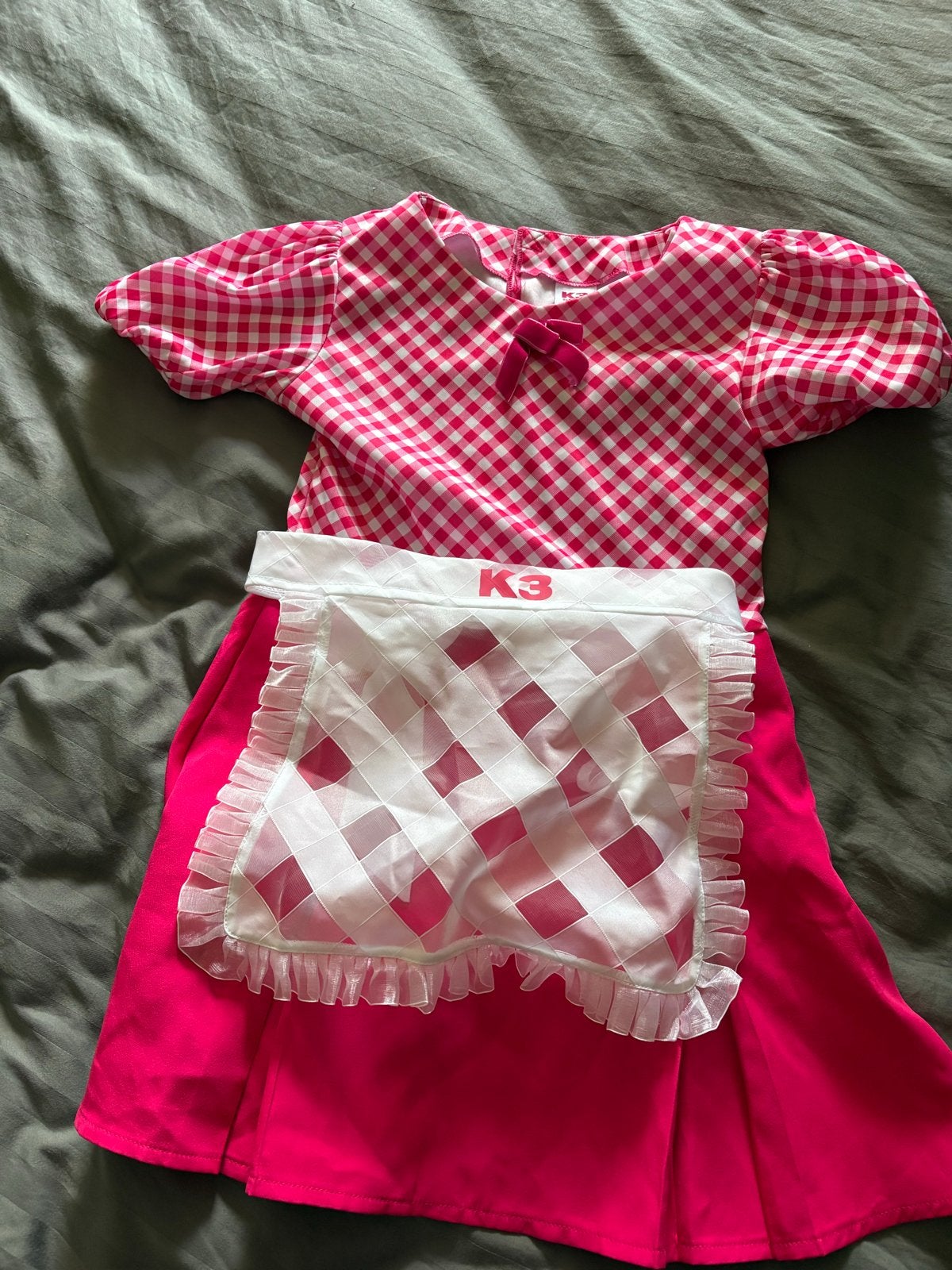 K3 Verkleedjurk Maat 152 - Roze Geruit met Schortje, Ophalen of Verzenden, Gebruikt, 146 t/m 152, Meisje