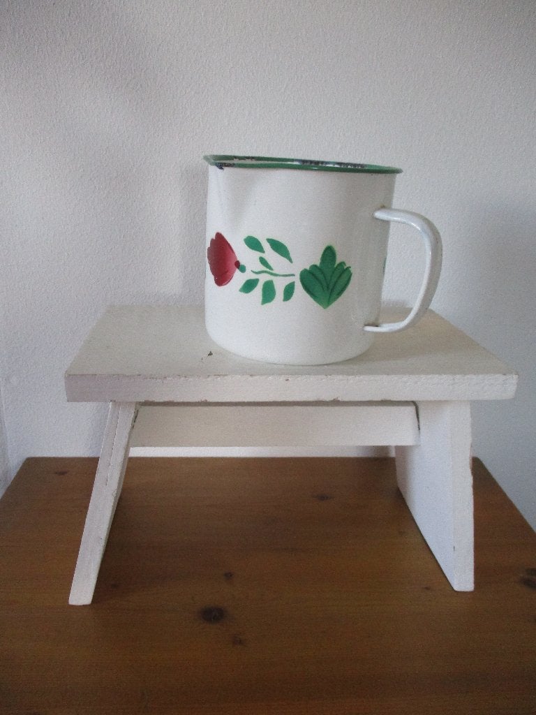 emaille brocante maatbeker boerenbont, Antiek en Kunst, Antiek | Emaille, Ophalen of Verzenden