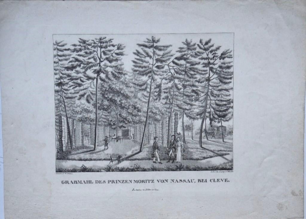 Christian Espagne litho "Grabmal Prinz Moritz v Nassau Cleve, Ophalen