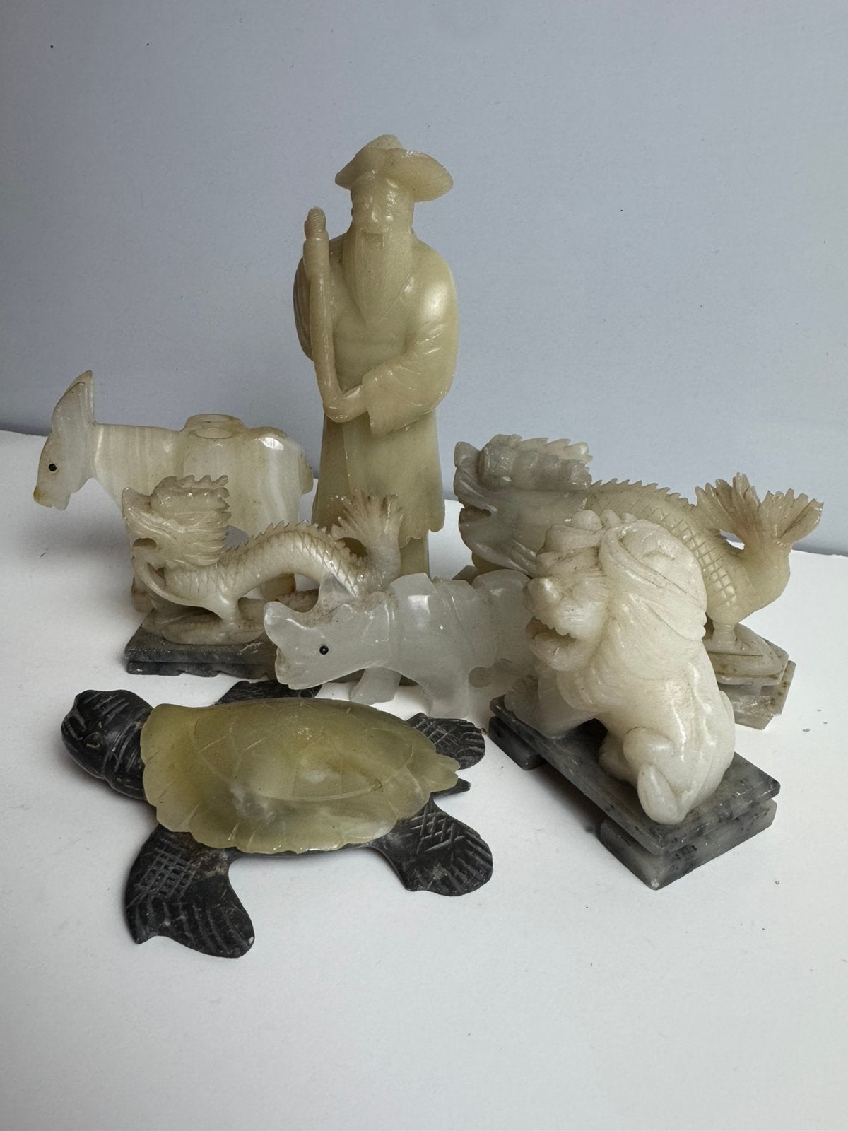 Lot Chinese Gesneden Hardstenen Figuren – 7 Stuks, Ophalen of Verzenden, Zo goed als nieuw, Dier