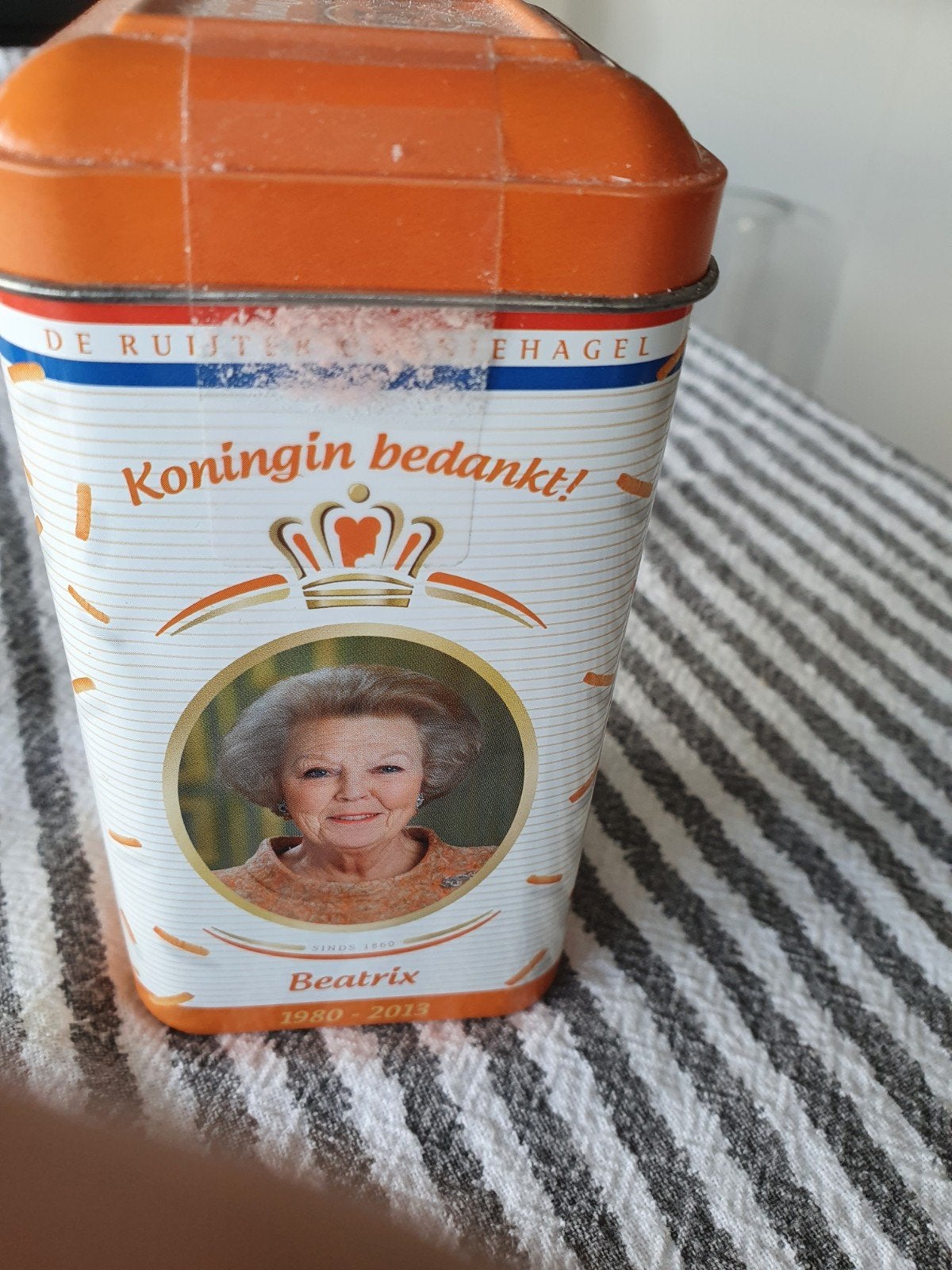 De Ruijter Oranjehagel blik 200 jaar Koninkrijk, Verzamelen, Koninklijk Huis en Royalty, Ophalen of Verzenden, Gebruikt, Nederland