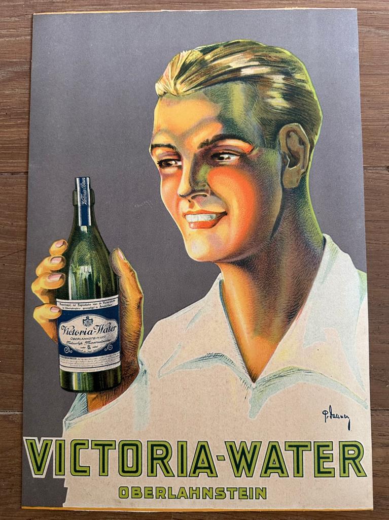 Antieke reclame-affiche voor Victoria-Water Oberlahnstein, Ophalen of Verzenden, Zo goed als nieuw, Reclamebord