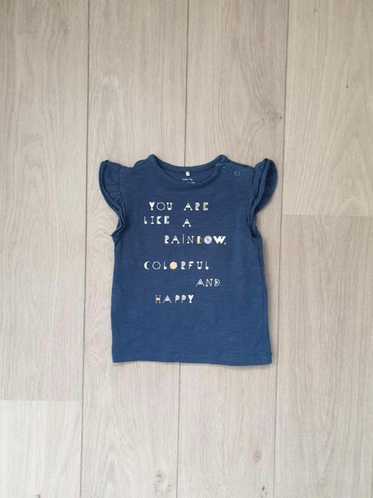 Prenatal T-shirt Meisje Blauw Ruffle Mouw Maat 80 ZGAN, Kinderen en Baby's, Babykleding | Maat 80, Meisje, Ophalen of Verzenden