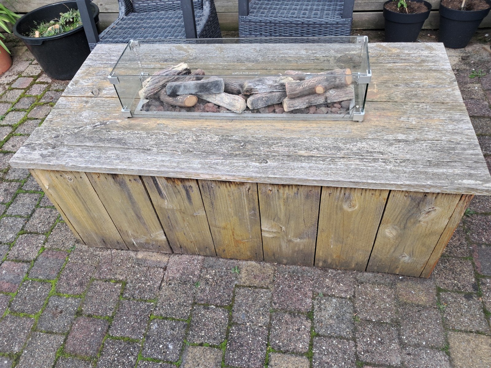 Houten vuurtafel met gasbrander - Forno Outdoor Fire, Ophalen, Gebruikt, Vuurkorf