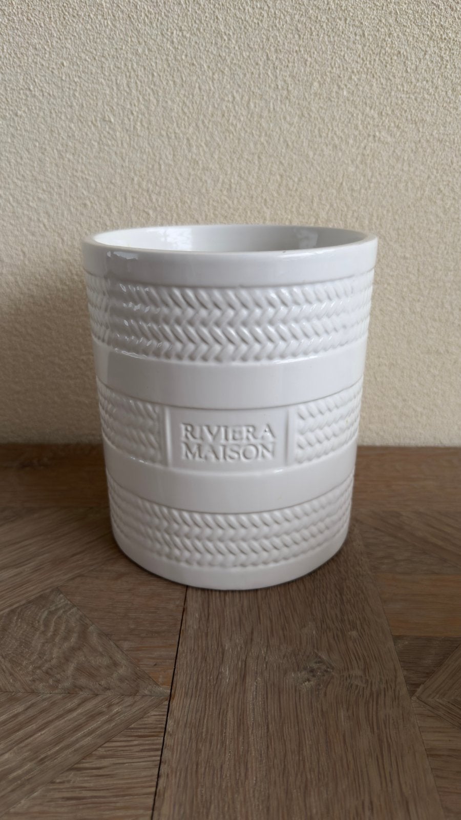 Riviera maison bloempot of keukengereihouder, Ophalen of Verzenden, Zo goed als nieuw, Overige materialen, Pot, Bus of Blik