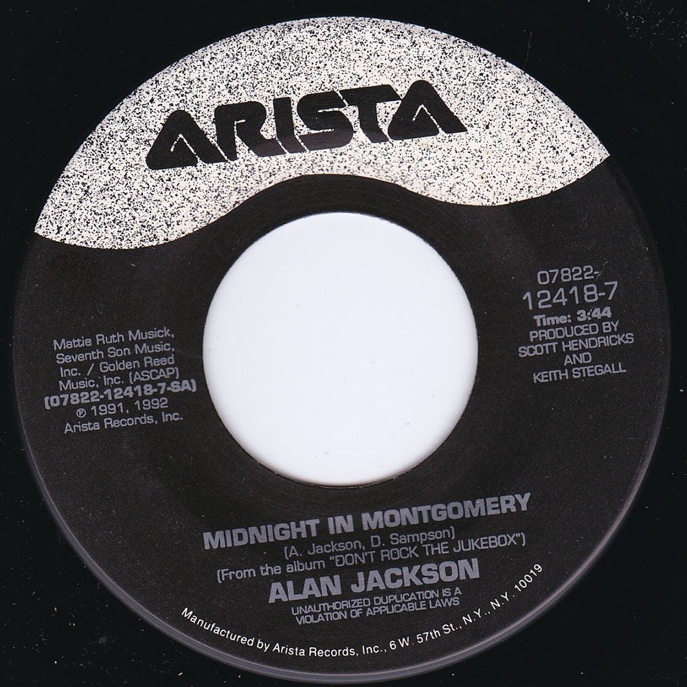 Alan Jackson - Midnight In Montgomery 7", Ophalen of Verzenden, Zo goed als nieuw, 7 inch, Country en Western