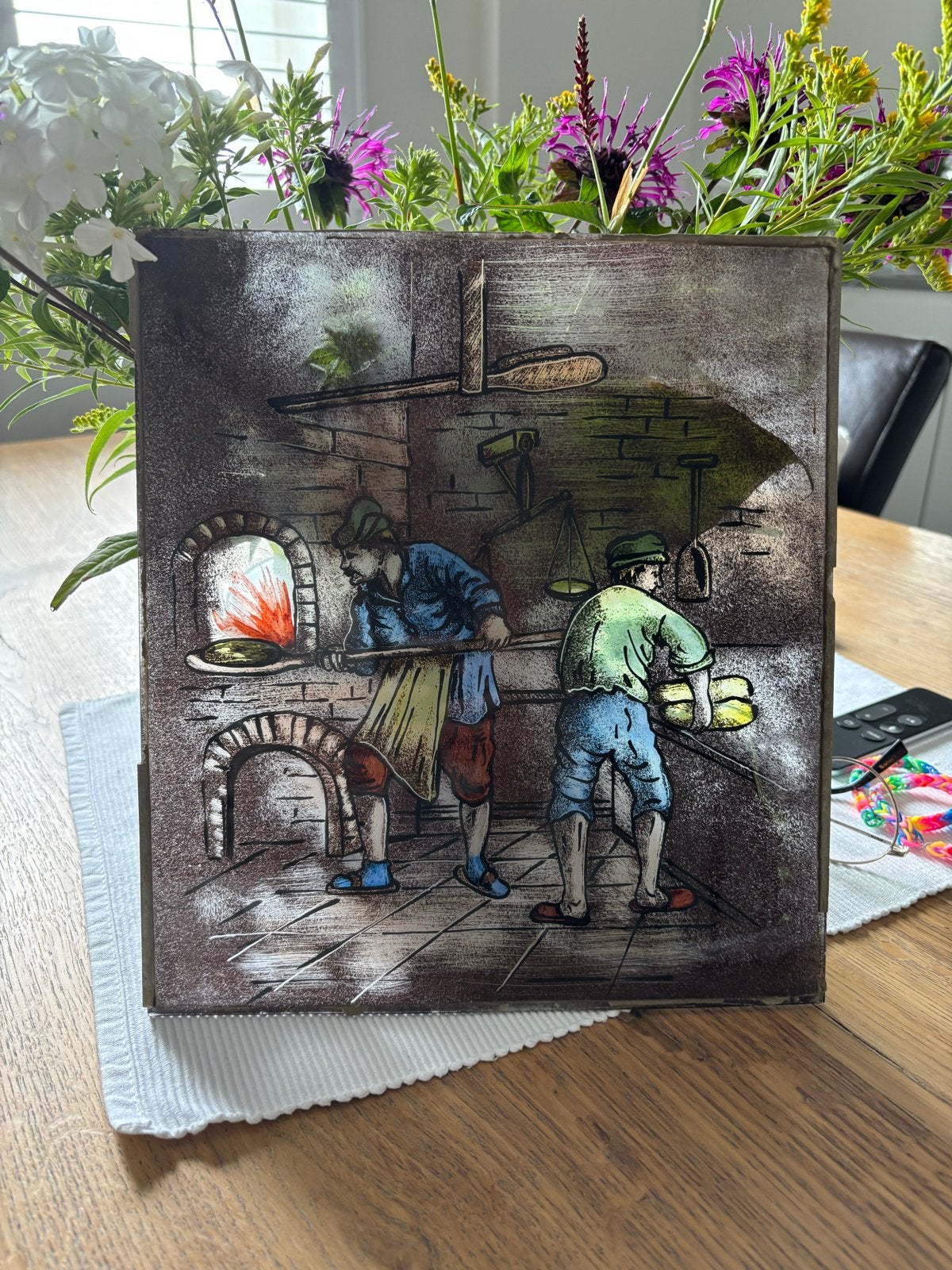 Vintage wanddecoratie: Bakkers in bakkerij, Antiek en Kunst, Ophalen of Verzenden